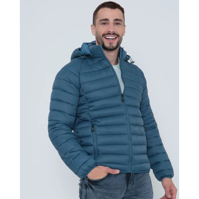 Jaqueta Masculina Capuz Puffer Azul G