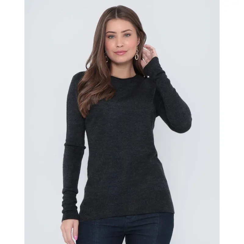 Suéter Feminino Básico Tricô Mescla Cinza P