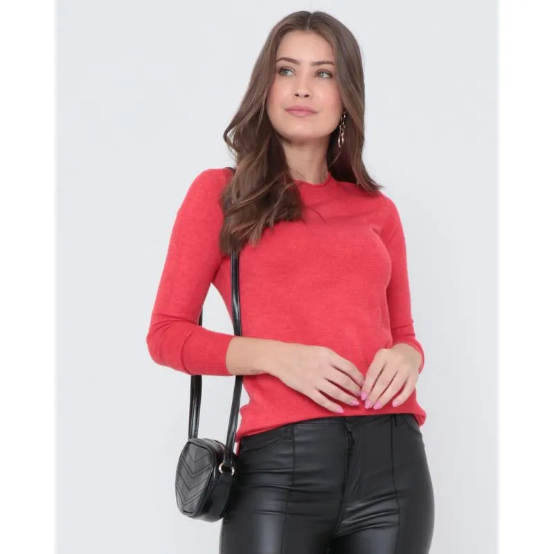 Suéter Feminino Básico Tricô Vermelho GG