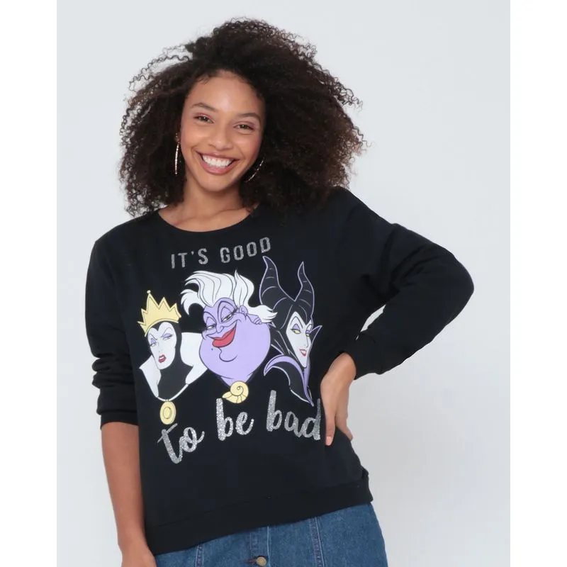 Blusão Moletom Feminino Vilãs Disney Preto G