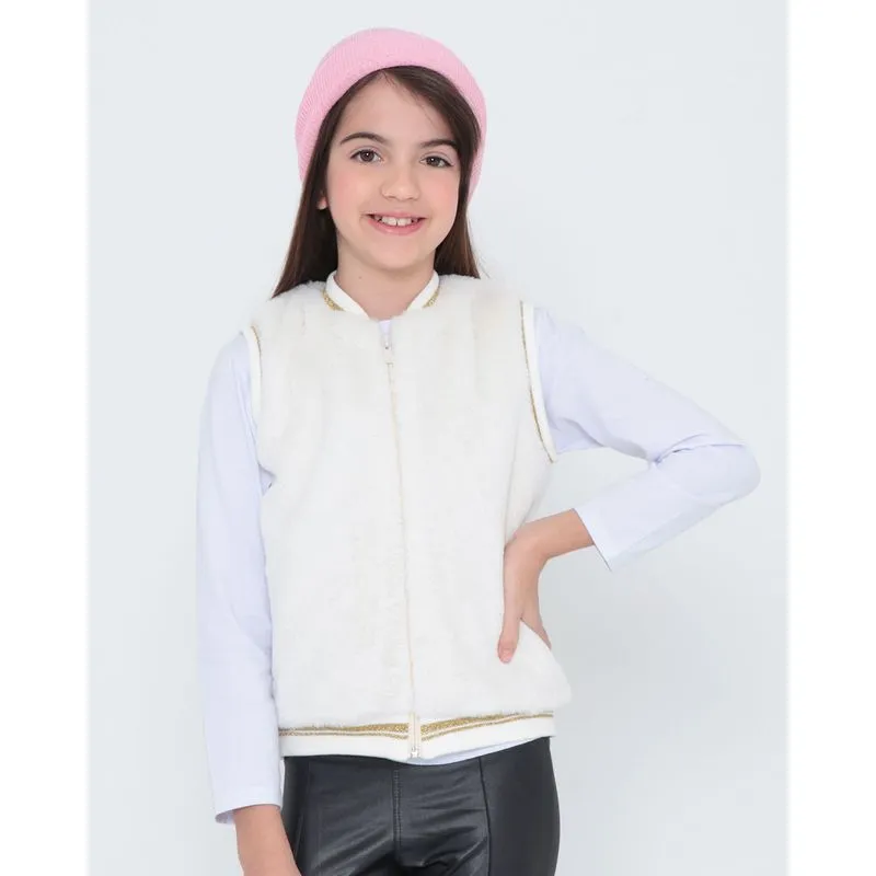 Colete Infantil Zíper Pelúcia Off White 4