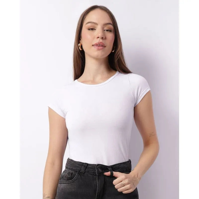 Blusa Feminina Básica Manga Curta Branca GG