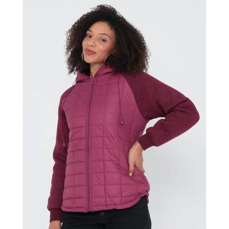 Jaqueta Feminina Puffer Com Moletom Vinho G