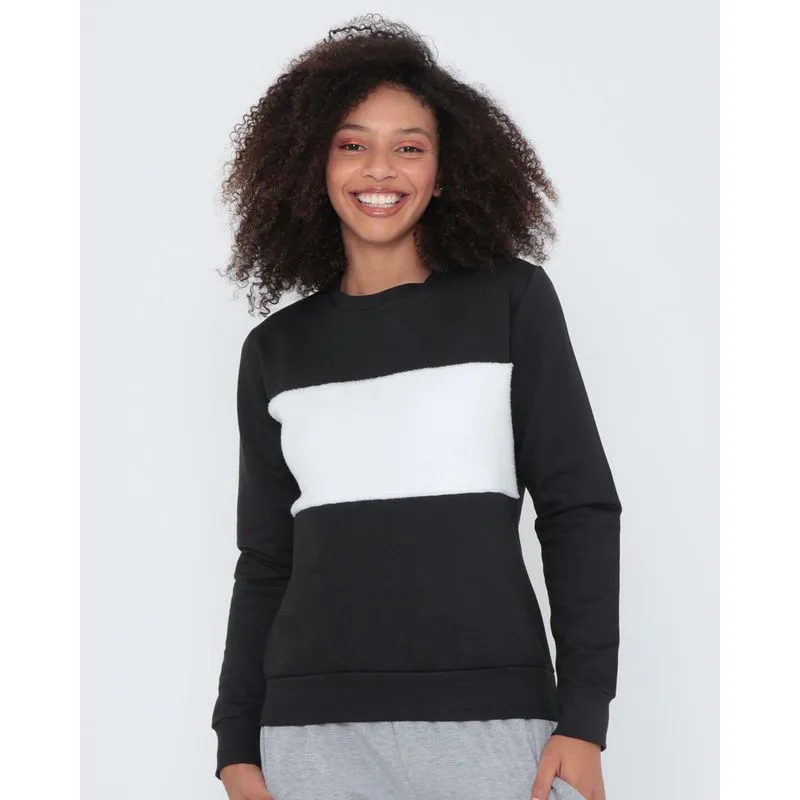 Blusão Moletom Feminino Pelúcia Preto M