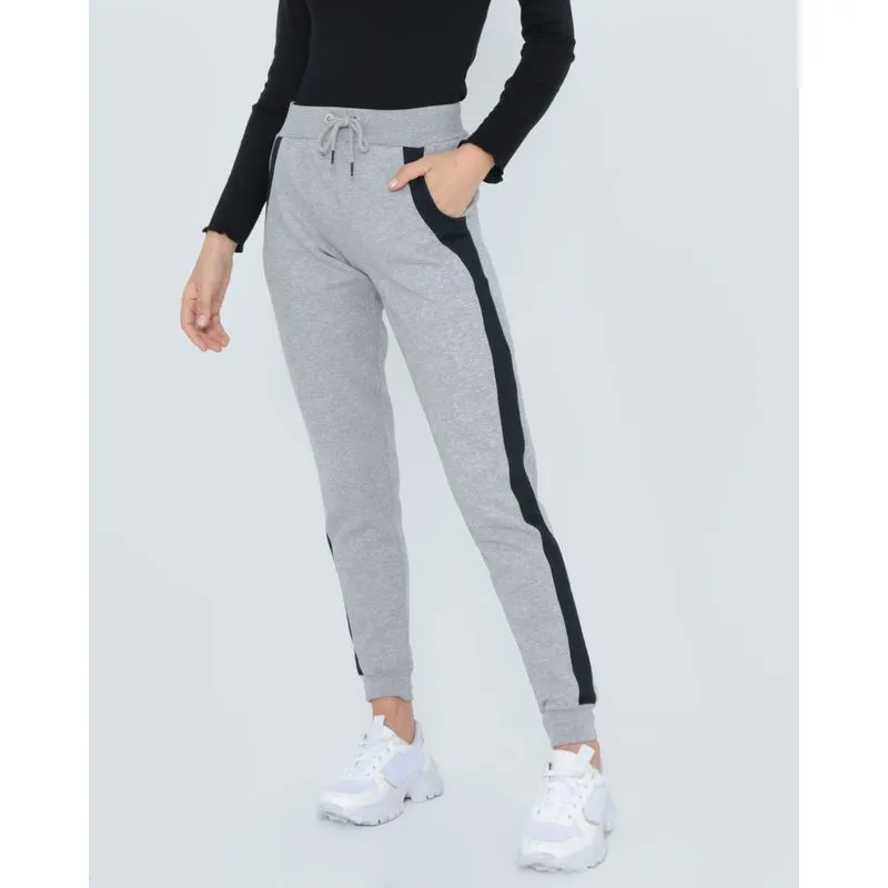 Calça Moletom Feminina Jogger Mescla Cinza GG