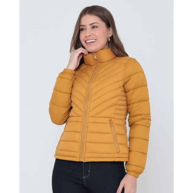 Jaqueta Feminina Puffer Dupla Face Mostarda GG