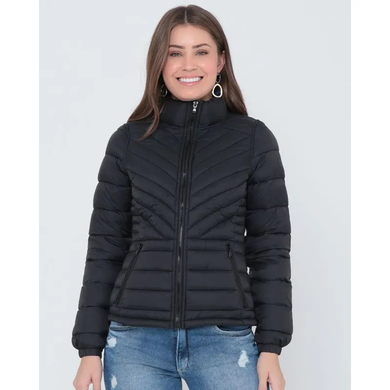 Jaqueta Feminina Puffer Dupla Face Preta M