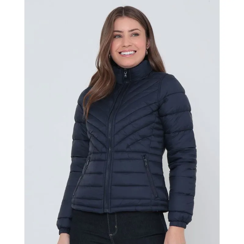 Jaqueta Feminina Puffer Dupla Face Azul Marinho M
