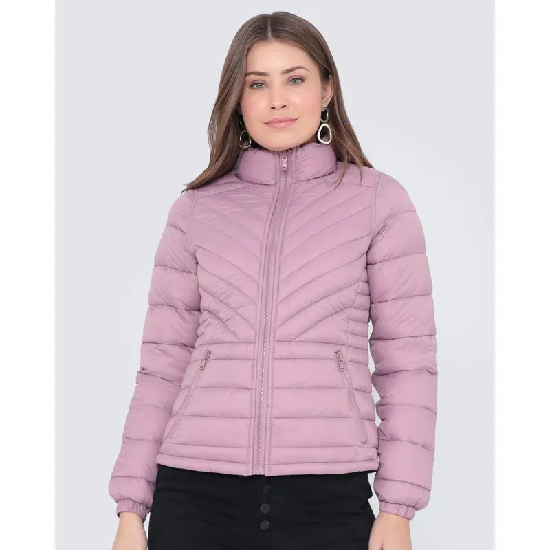Jaqueta Feminina Puffer Dupla Face Lilás P