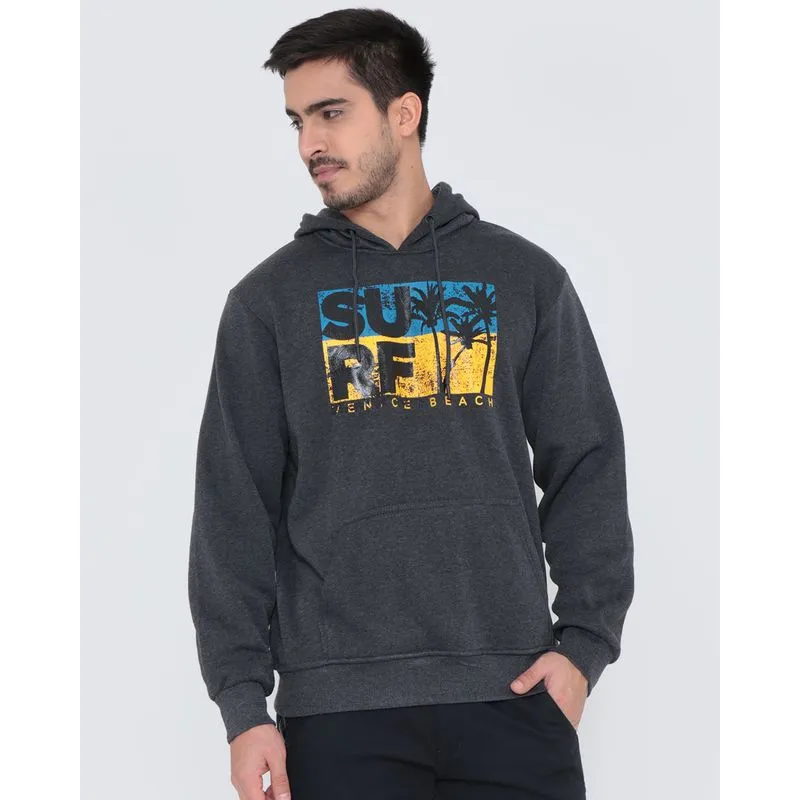 Blusão Moletom Masculino Estampa Surf Cinza GG