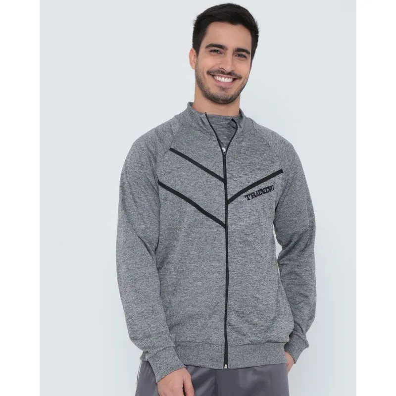 Jaqueta Masculina Esportiva Gola Alta Mescla Cinza GG
