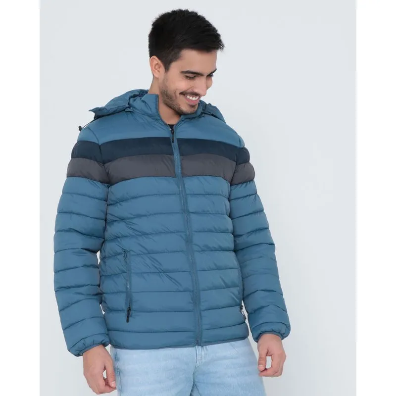 Jaqueta Masculina Puffer Recorte Azul M