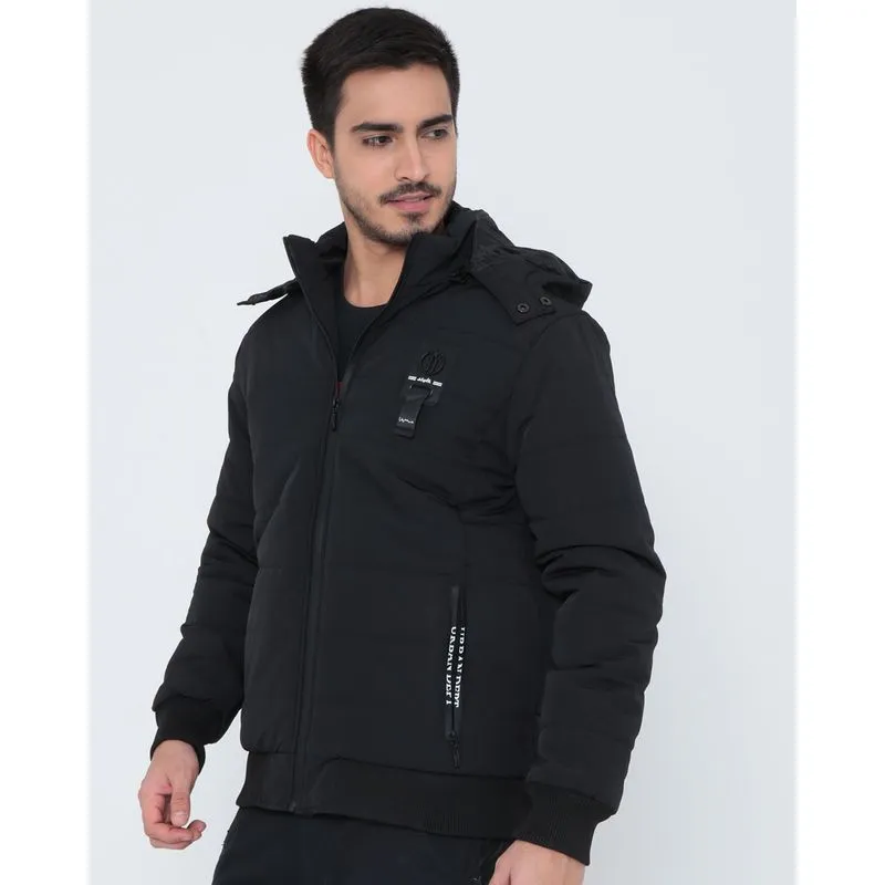 Jaqueta Masculina Puffer Capuz Preta M