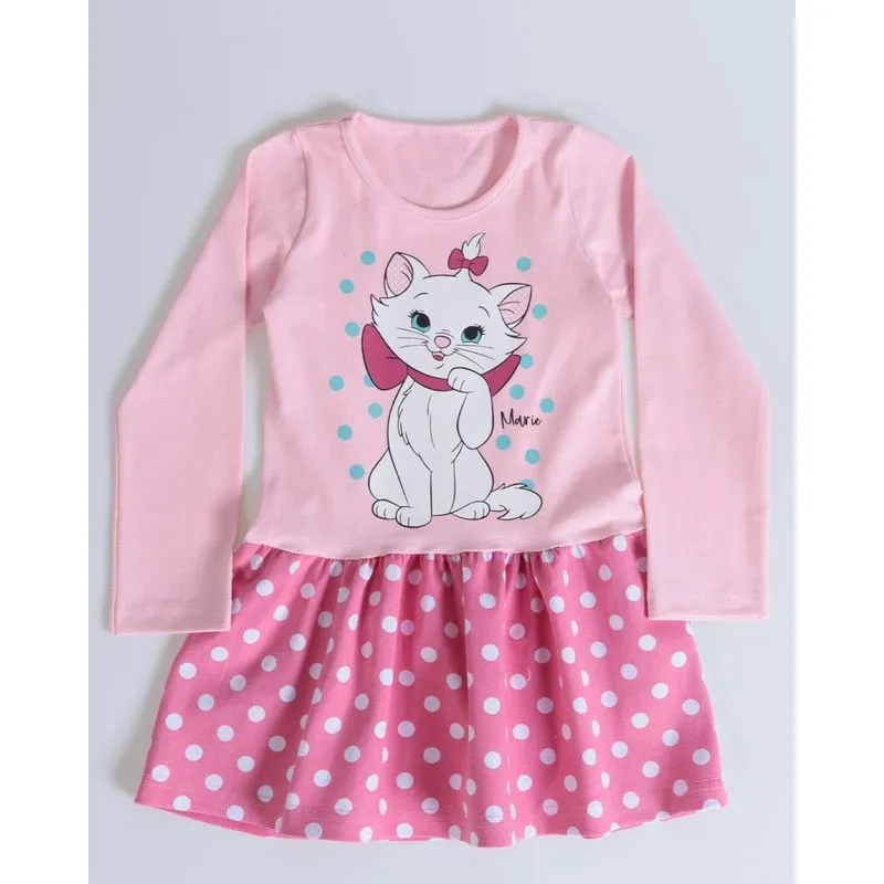 Vestido Bebê Gata Marie Disney Rosa Claro 3