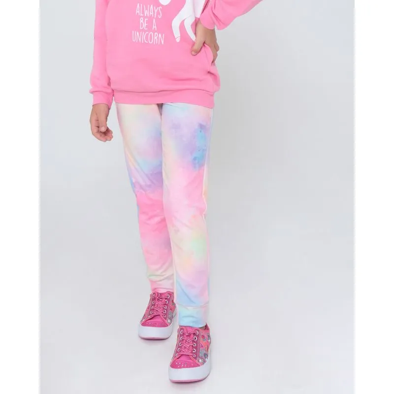 Calça Infantil Jogger Moletinho Tie Dye Rosa 10