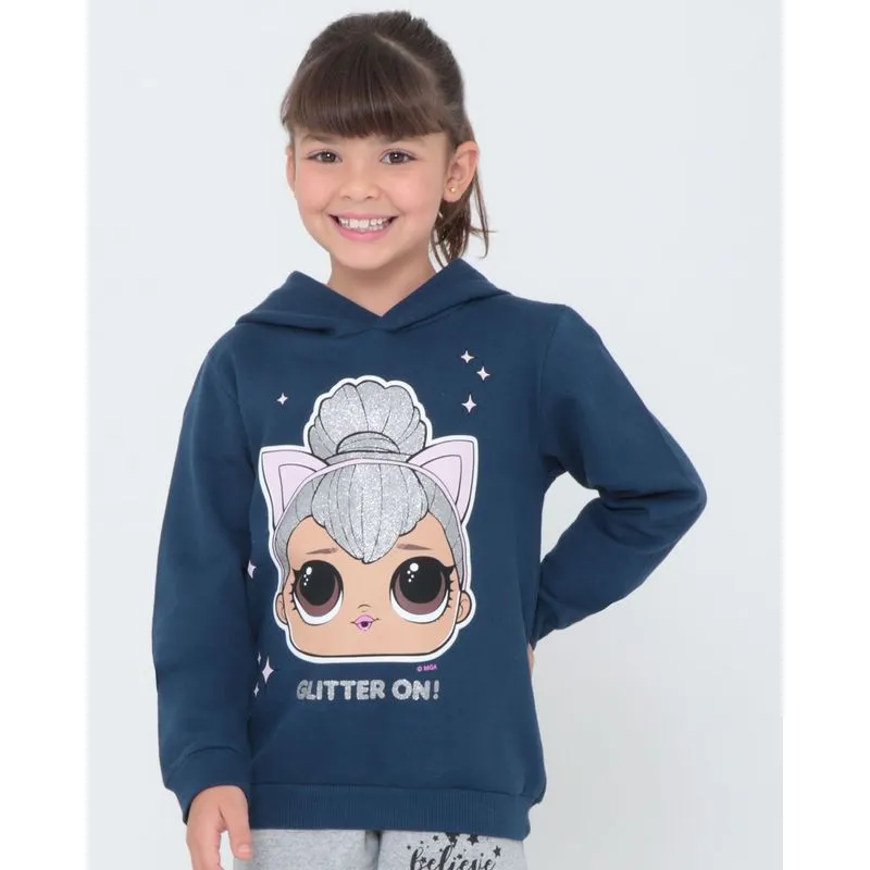 Blusão Moletom Infantil Boneca Lol Azul Marinho 6