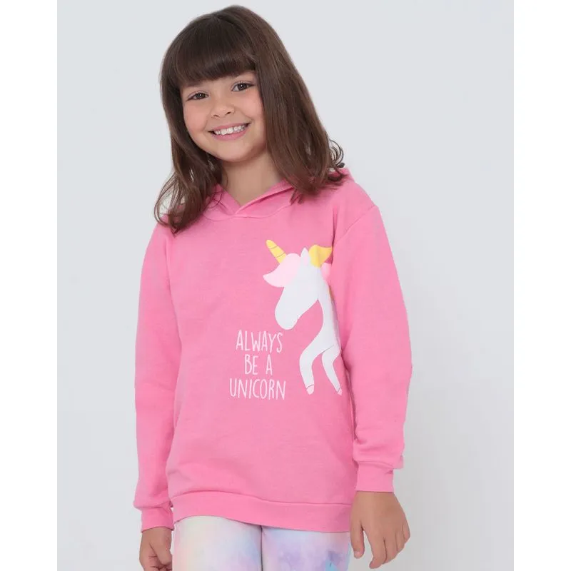 Blusão Moletom Infantil Estampa Unicórnio Rosa 8
