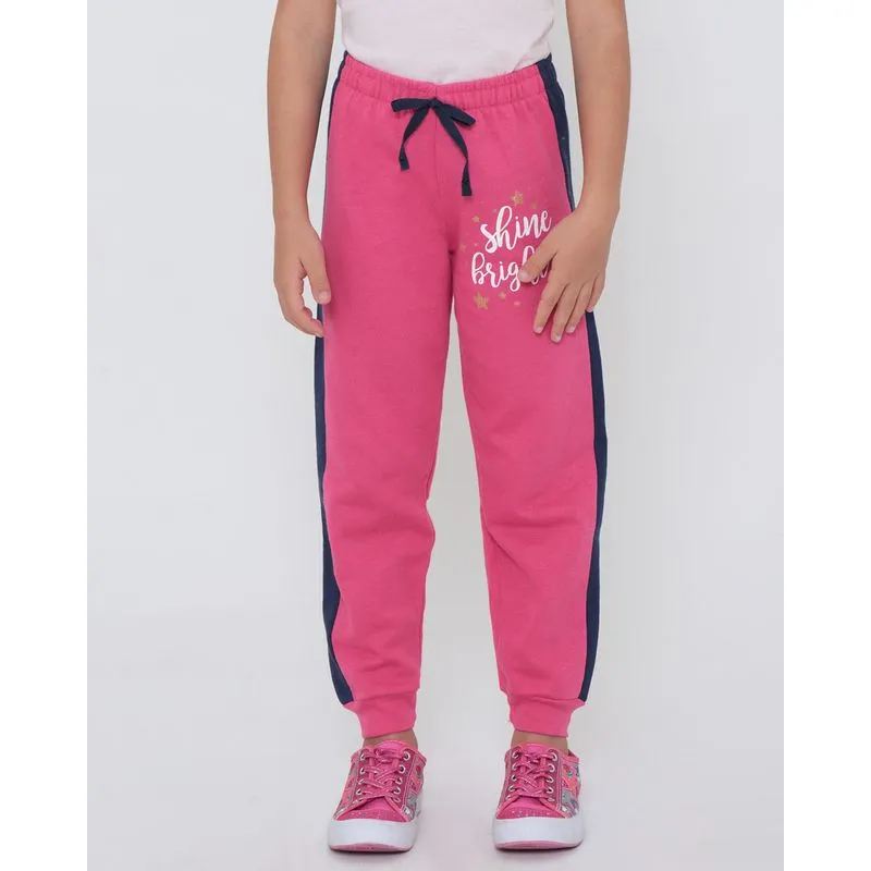 Calça Moletom Infantil Jogger Recorte Rosa 4
