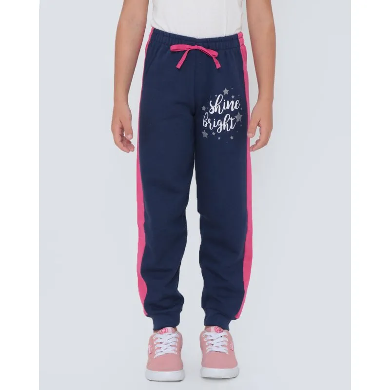 Calça Moletom Infantil Jogger Recorte Azul Marinho 8
