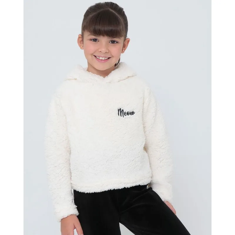 Blusão Infantil Pelúcia Bordado Off White 8