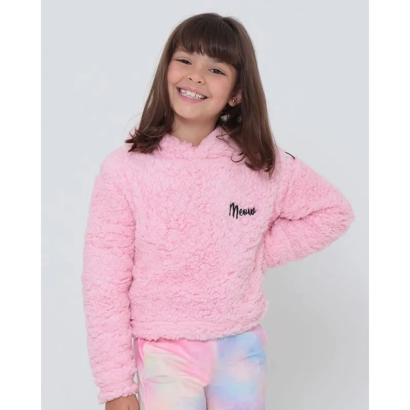 Blusão Infantil Pelúcia Bordado Rosa 8