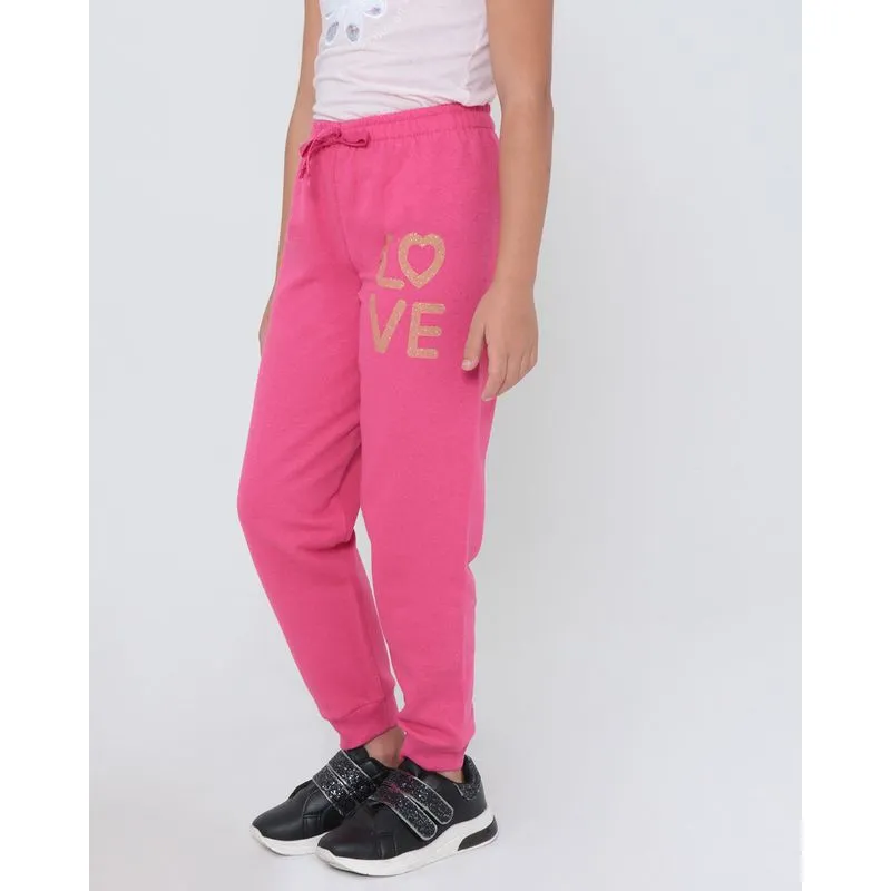 Calça Moletom Infantil Jogger Glitter Rosa 4