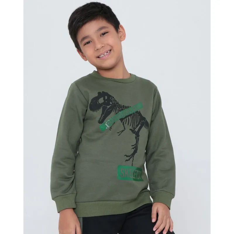 Blusão de Moletom Infantil T- Rex Verde Escuro 4