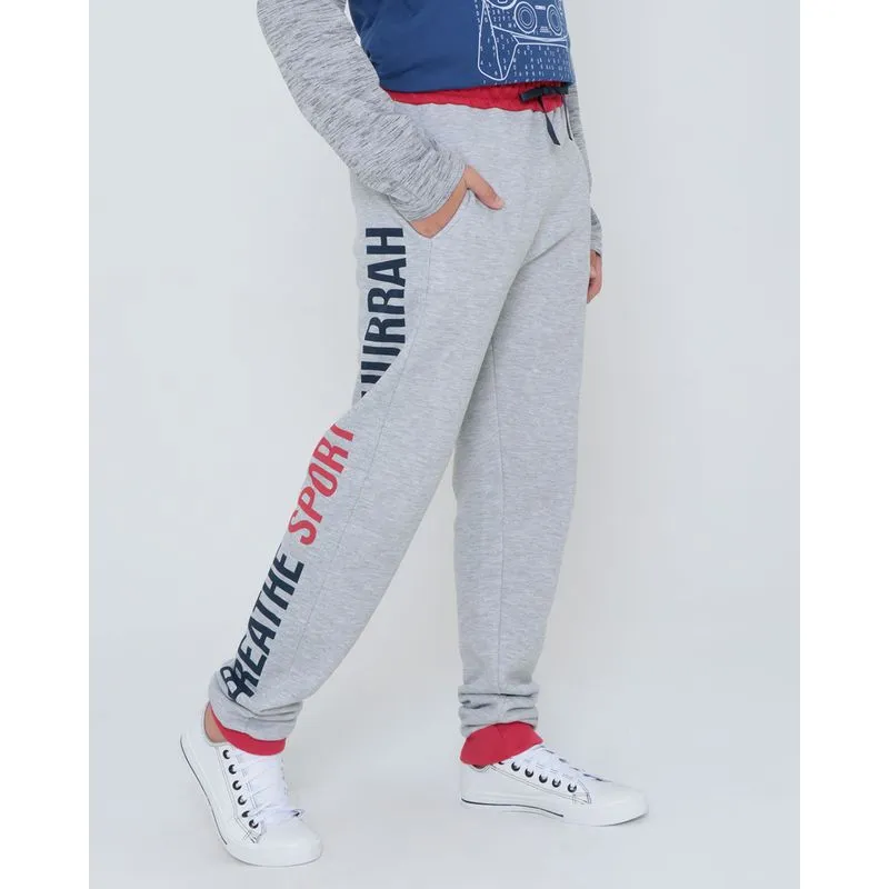 Calça Moletom Juvenil Estampada Jogger Cinza 16
