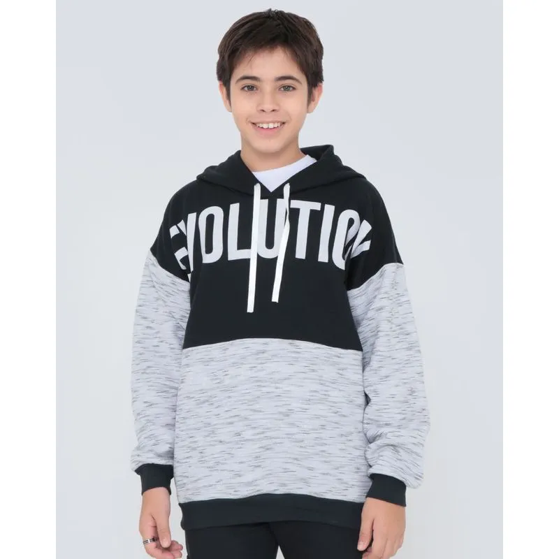 Blusa Moletom Juvenil Flamê Com Capuz Estampado Preta 10