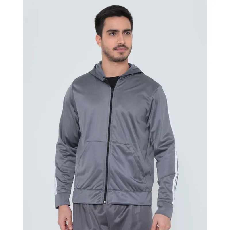 Jaqueta Masculina Esportiva Helanca Listras Cinza M
