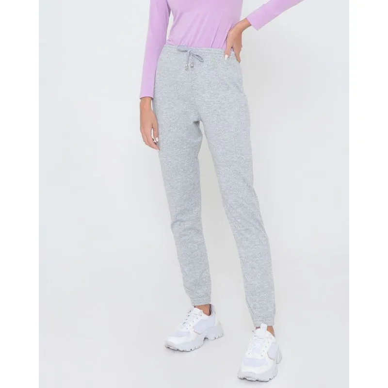 Calça Moletom Feminina Jogger Mescla Cinza GG