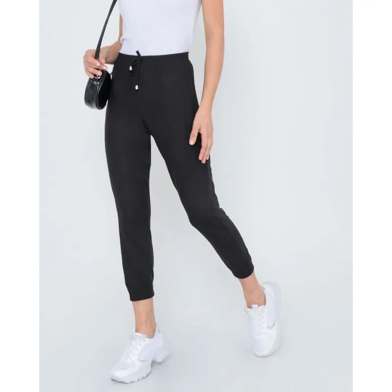 Calça Moletom Feminina Jogger Preta GG