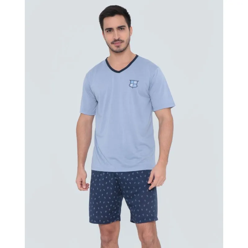 Pijama Masculino Curto Azul Claro M
