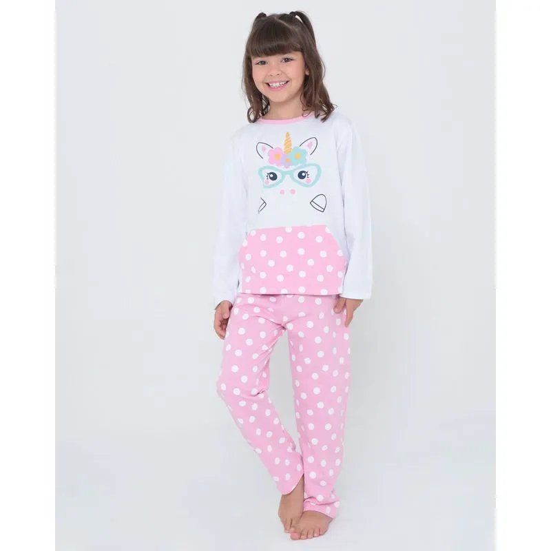Pijama Moletom Infantil Estampa Unicórnio Branco 10