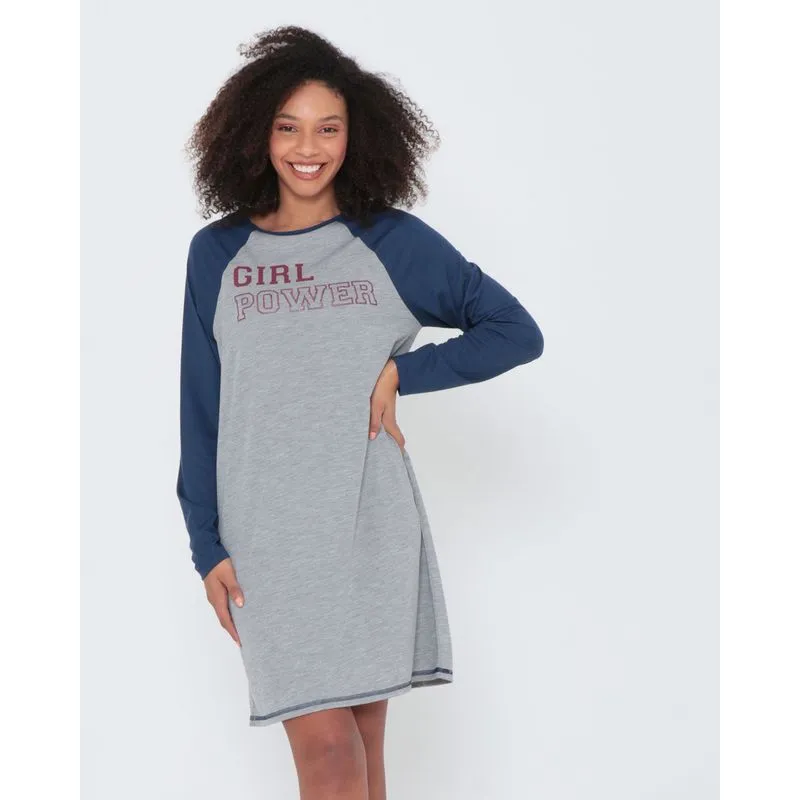Camisola Estampa Frontal Manga Longa Cinza GG