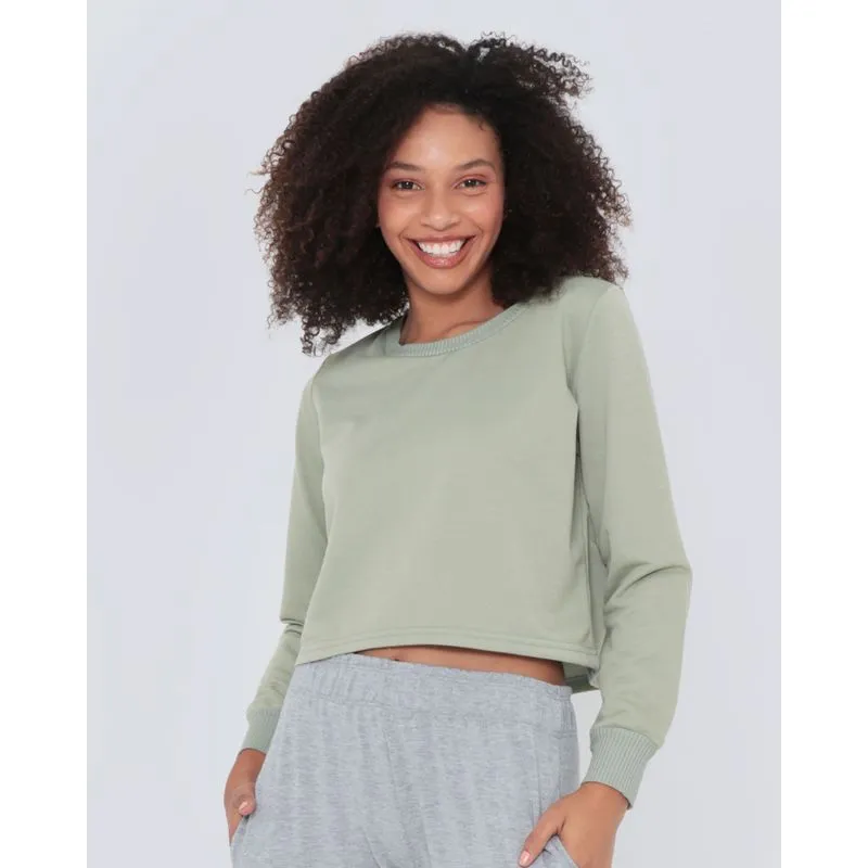 Blusa Moletinho Cropped Básica Verde P