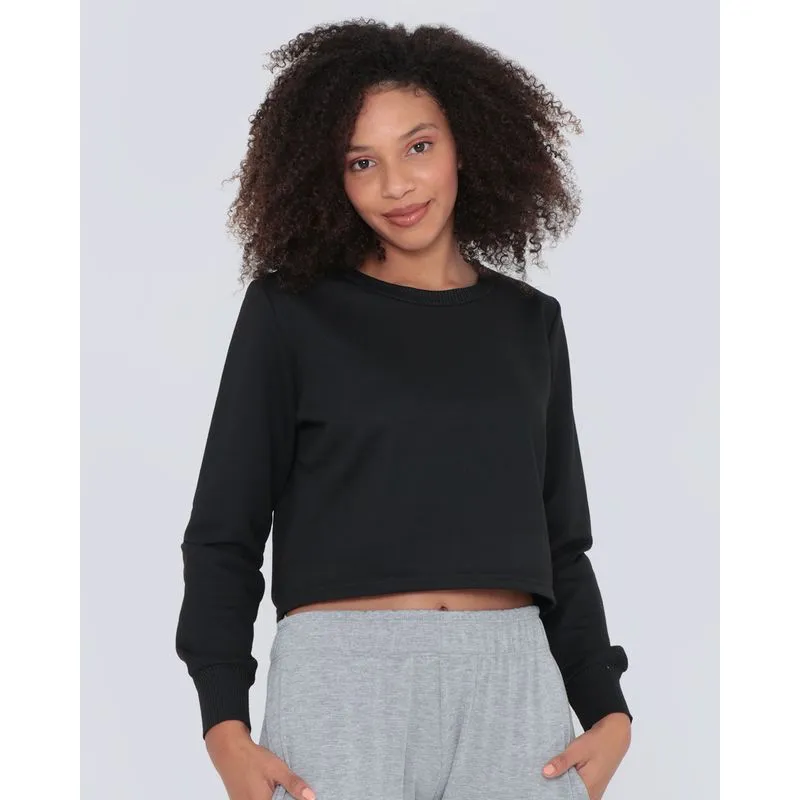 Blusa Moletom Cropped Básica Preta M