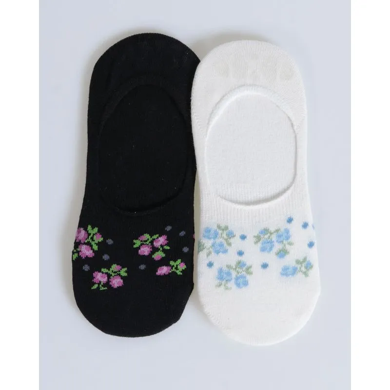 Kit 2 Pares de Meia Feminina Invisível Estampa Preta e Branca 34 A 39
