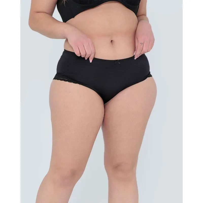 Calcinha Caleçon Plus Size Em Renda Preta G