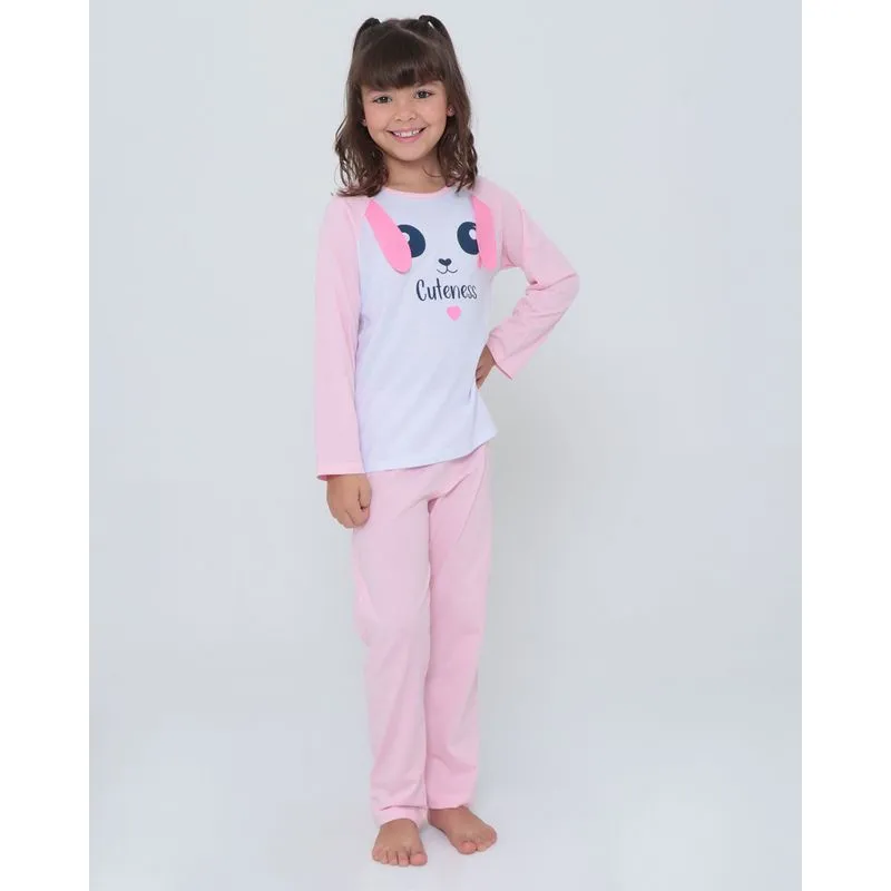 Pijama Infantil Longo Estampa Coelho Branco 6