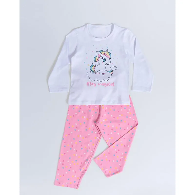 Pijama Longo Bebê Unicórnio Glitter Branco 1