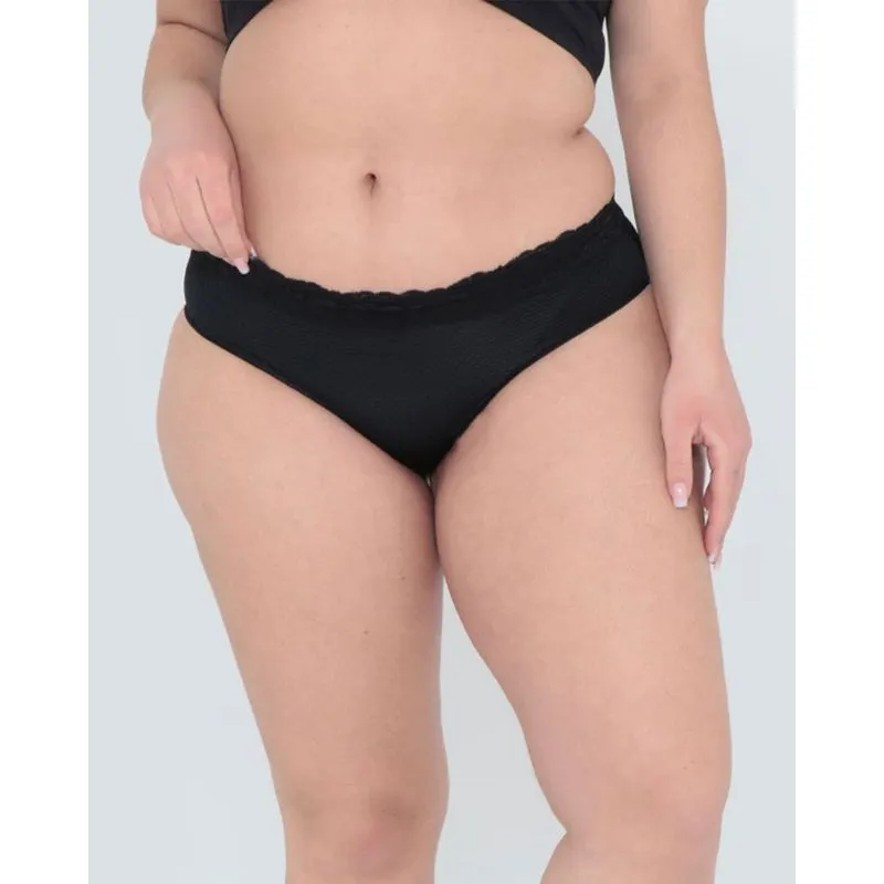 Calcinha Plus Size Biquíni Texturizada Renda Preta GG