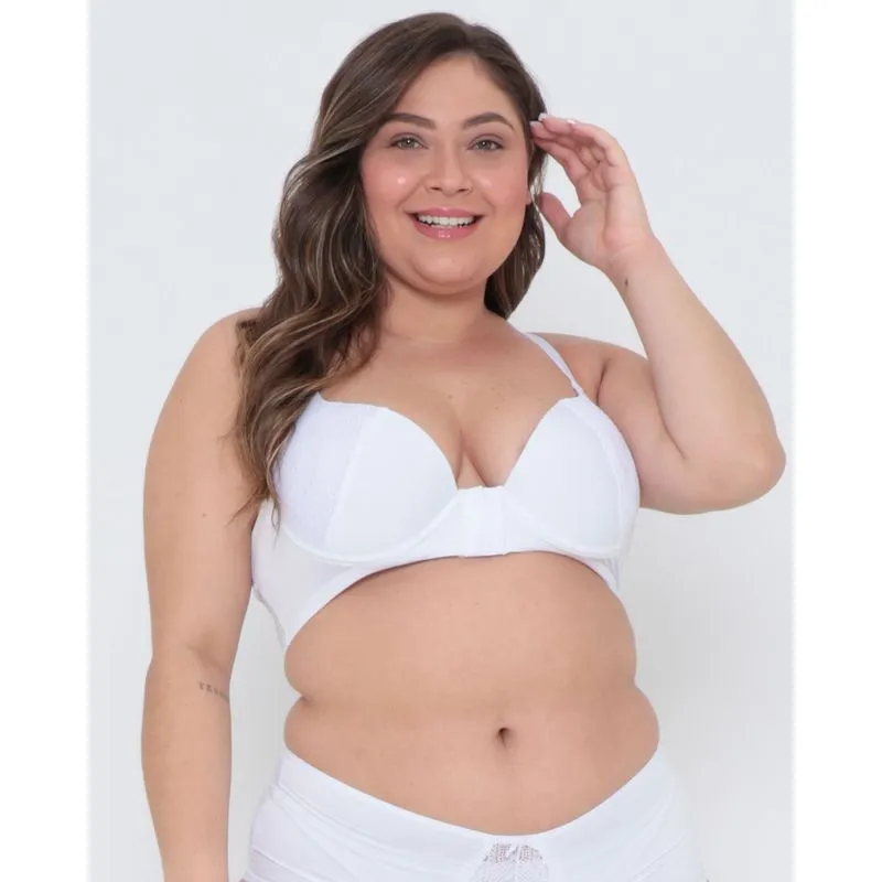 Sutiã Plus Size Nadador Com Renda Branco 50