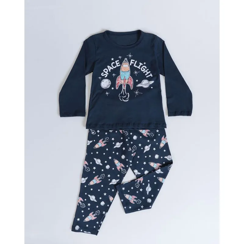 Pijama Longo Bebê Space Azul Marinho 2