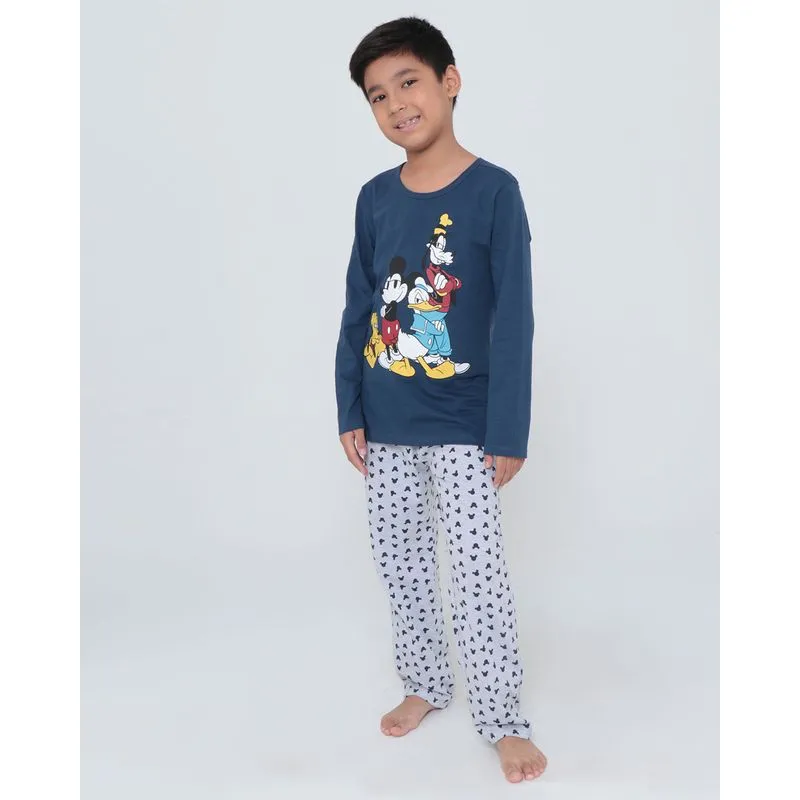 Pijama Longo Infantil Mickey E Amigos Disney Azul Marinho 6