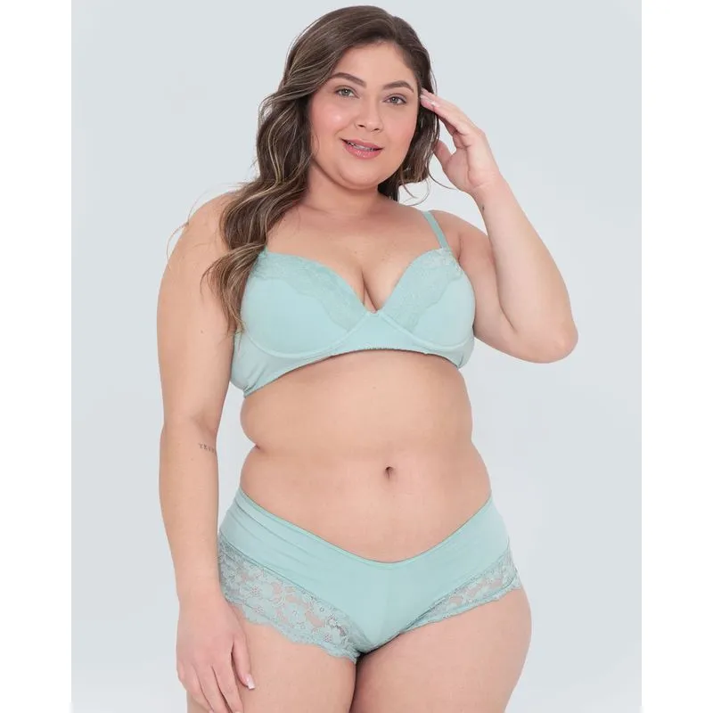 Sutiã Plus Size Base Com Renda Verde Claro 50