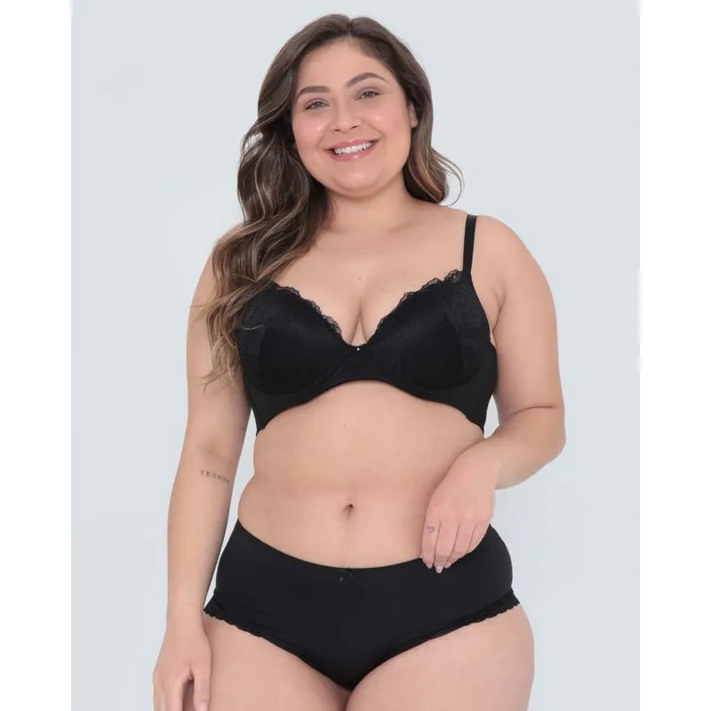 Sutiã Plus Size Base Com Renda Preto 54