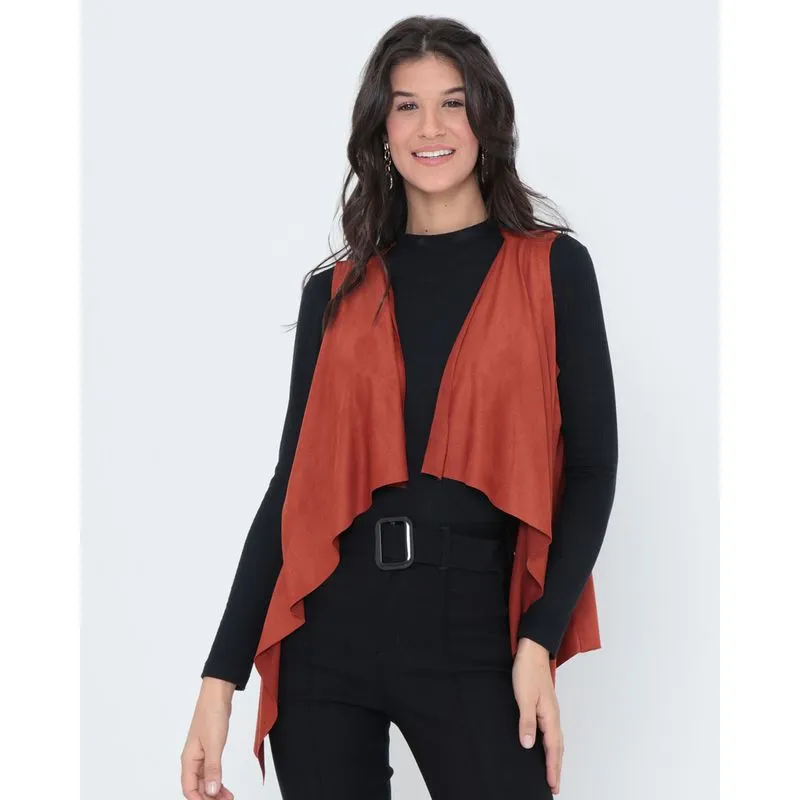Colete Babado Suede Terracota G