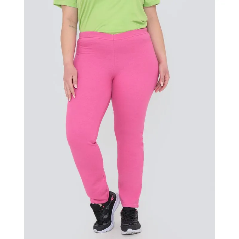 Calça Fitness Moletom Feminina Plus Size Rosa G1