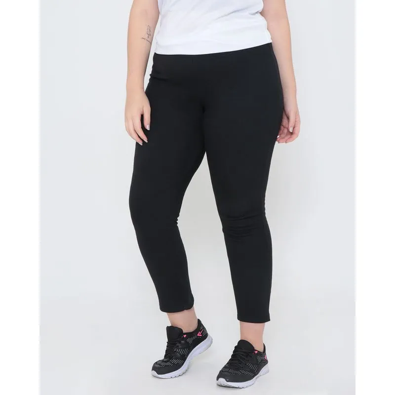 Calça Fitness Moletom Feminina Plus Size Preta G1